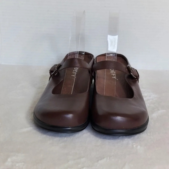 Gravity Defyer Brown Leather Mary Jane‎ Padded Insoles Mules Clogs - Picture 3 of 11